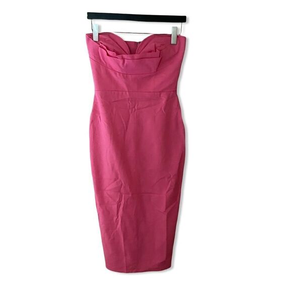 More To Come Sophia Midi Dress pink strapless sheath stretch Revolve new - Picture 6 of 10